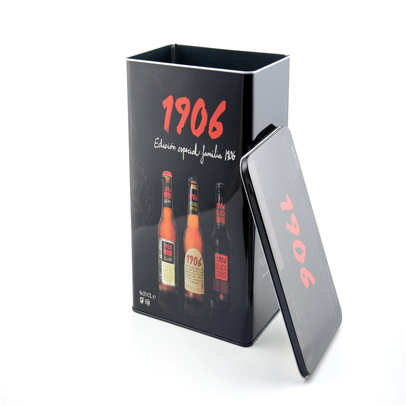 2018 kuuma myynti suorakulmainen tina laatikko viiniä, olut pakkaus