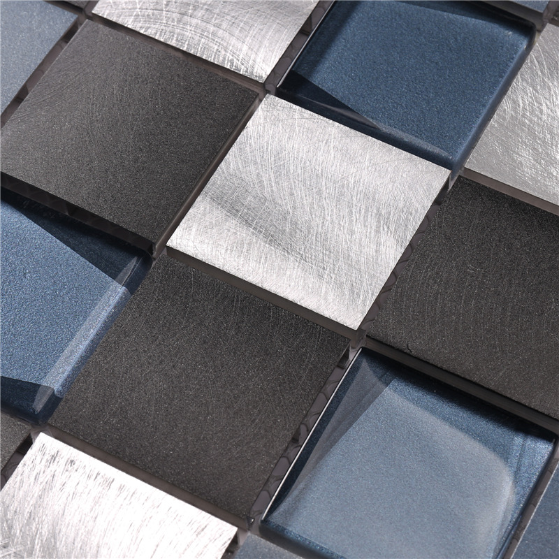 48 * 48 Neliö Sininen Alumiiniseos Lasi Halvat Backsplash-laatat Mosaic