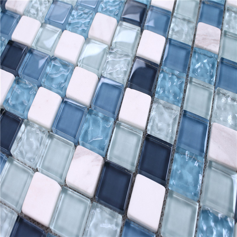 KS205 koristeellinen muotoilu neliön muotoinen sininen lasi laatat kylpyhuoneen suihku WC seinälle ja lattialaatat