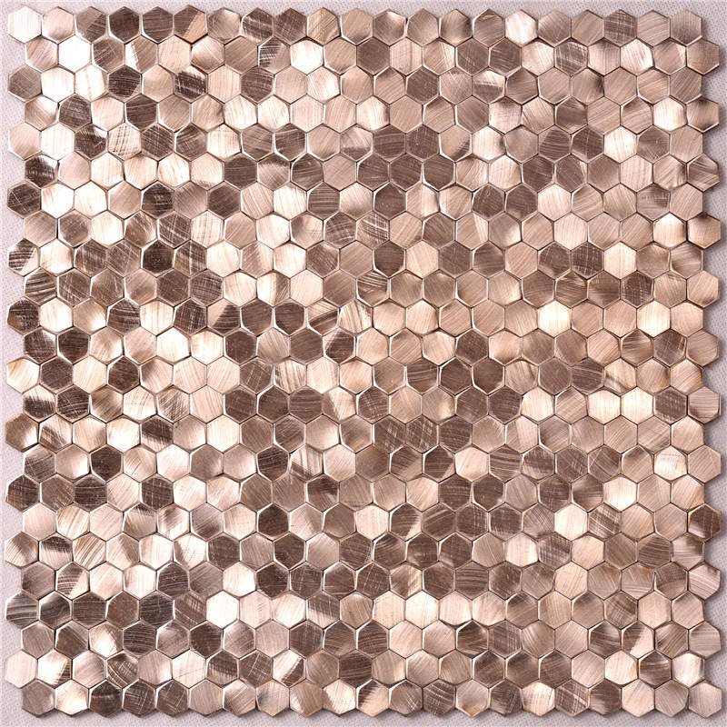 Uutuudet Rose Gold Mix Ruskea Metal Mosaic Tile Wall Art