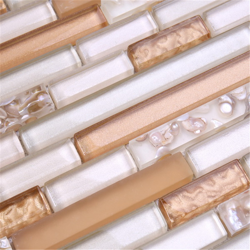 Dubai Gold Strip Crystal Glass Wall Mosaic Tile Keittiölle