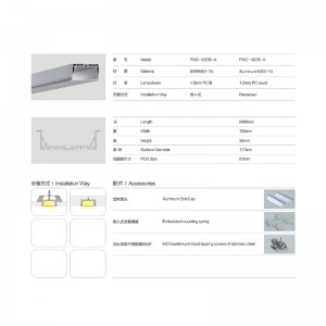 LED-nauhakotelo alumiiniprofiilirunko, jossa on PC-kannen päätykannen pidike