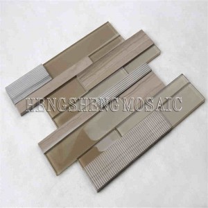 Ainutlaatuinen Art Strip Glass sekoitettu keraaminen marmori mosaiikki korkealaatuisella metrolla