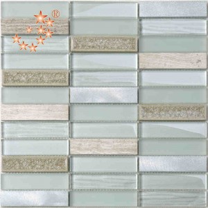 Uusi tuote aaltoileva lasi laatta kupla lasilevy Matt Glass Mixed Metal keraaminen mosaiikki laatta keittiö Splash Takaisin rikkoutunut lasi laatta arabesque lasi laatta