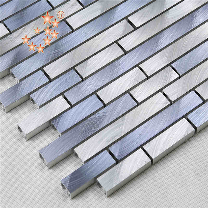 Sekoitettu väri Silver Purple Strip Aluminium Metal Mosaic Wall laatta keittiö Splashback