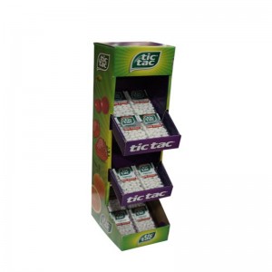 Custom Food Shop Double Side Gondola Supermarket hylly Rack Cookie pahvi näyttö seistä