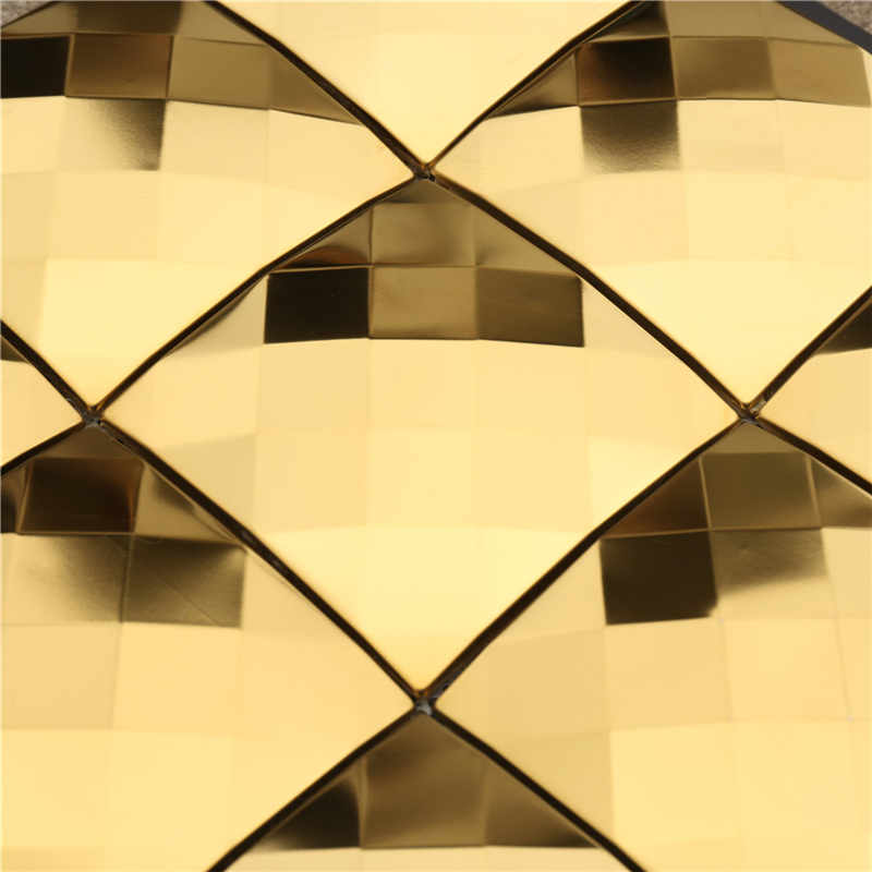 Luxury Golden Diamond Metal Backsplash Mosaic Tile