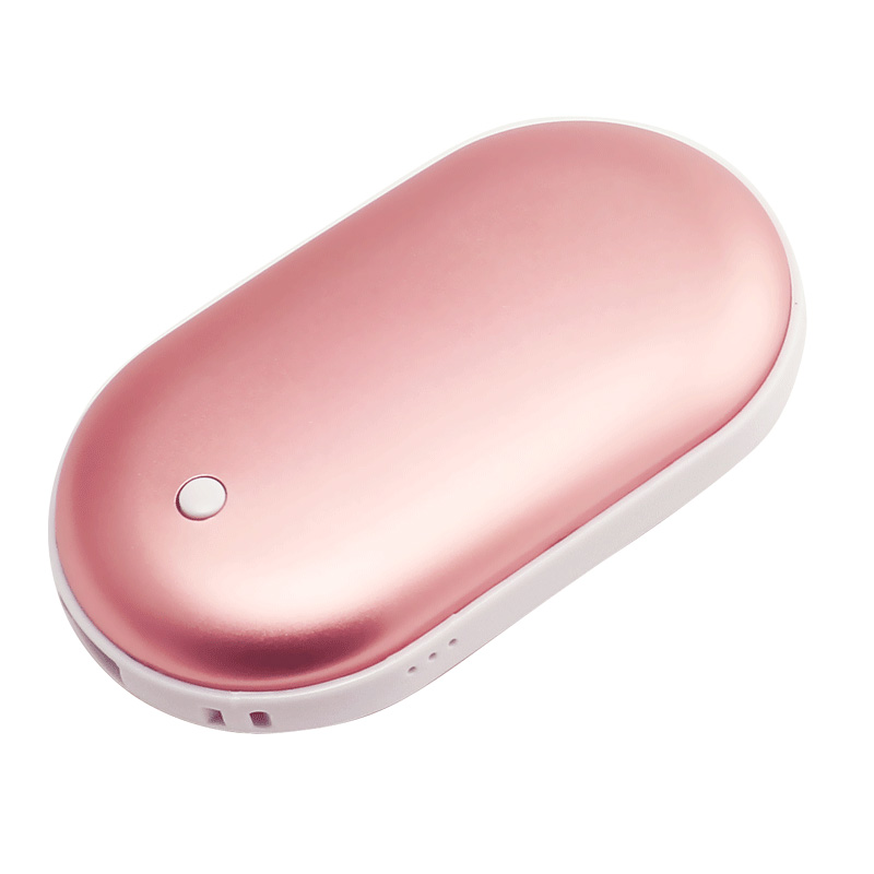 Kannettava promootiopakkaus Powerbank Aluminium Double-side Heat Pebble Hand Warmer Power Bank talvella