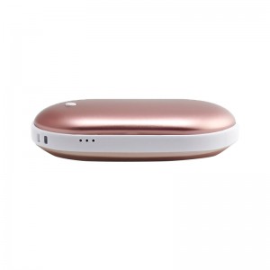 Kannettava promootiopakkaus Powerbank Aluminium Double-side Heat Pebble Hand Warmer Power Bank talvella