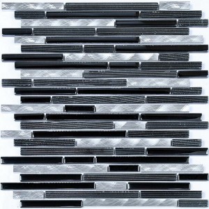 Muodikas muotoilu nauha satunnainen sekoitettu kristalli lasi ja ruostumaton teräs mosaiikki sisustus seinälaatta