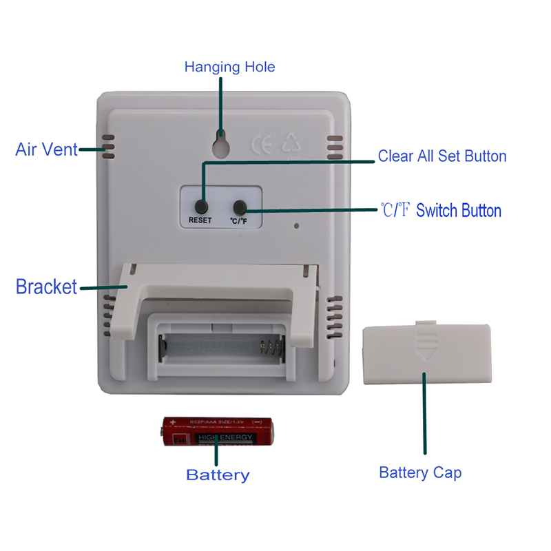 Digitaalinen langaton sisäilman automaattinen kosteusmittari ulkolämpömittari Langaton lämpötila- ja kosteusmittari, jossa jalkateline