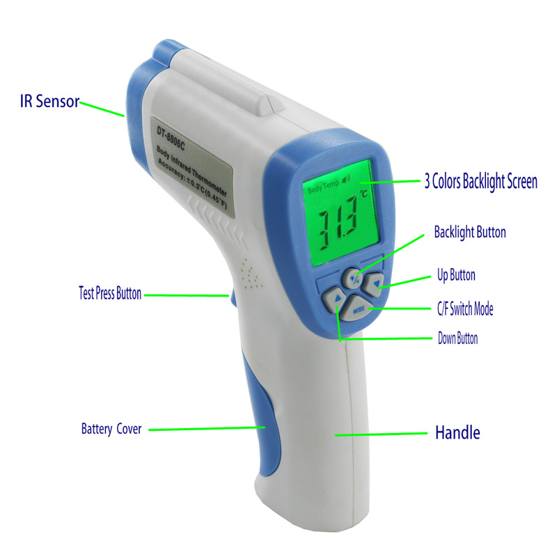 Infrapuna lämpömittari voi mitata 32C - 43Celsius lapsille ja aikuisille