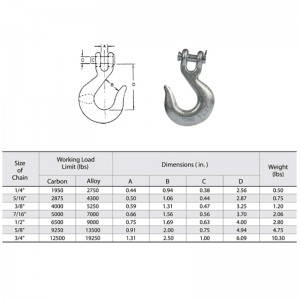 G70 Taotut metalliseos A331 Clevis Slip-koukku, jossa lukko YZ
