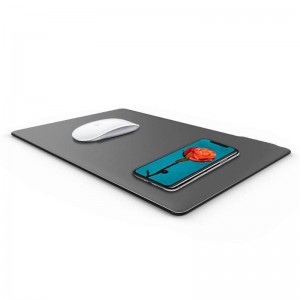 KPS-HBQ22 2in1 Custom QI 5W korkealaatuinen nahka ohut hiirimattolaturi