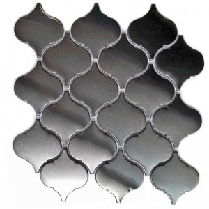 Uusi muotoilu, ruostumattomasta teräksestä valmistettu lyhyt muotoinen mosaiikkilaatta keittiön Backsplash-ruudulle