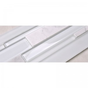 HSD131 kuuma myynti viimeisin muotoilu valkoinen Carrara marmori sekoitettu lasi mosaiikki keittiö Backsplash metro laatta