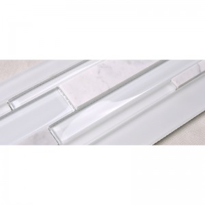 HSD131 kuuma myynti viimeisin muotoilu valkoinen Carrara marmori sekoitettu lasi mosaiikki keittiö Backsplash metro laatta