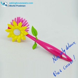 Akbrand vaaleanpunaisen värin keittiön lautasen puhdistusharja auringonkukkakoristeella