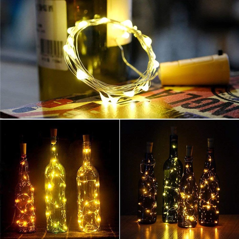 Kuumat myyntikorkkivalot viinipullolle, viinipullonvalot 6.5ft 20 LED viinikorkkikiellon valot lasimuuronpurkkarille