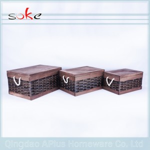 Luonnollinen PE-rottinki-kahvasta kudottu säilytyslokero