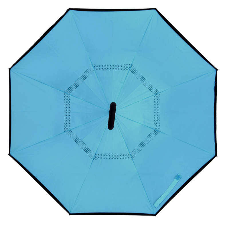 Muokattu painettu kaksikerroksinen C-kahva ylösalaisin sateenvarjo