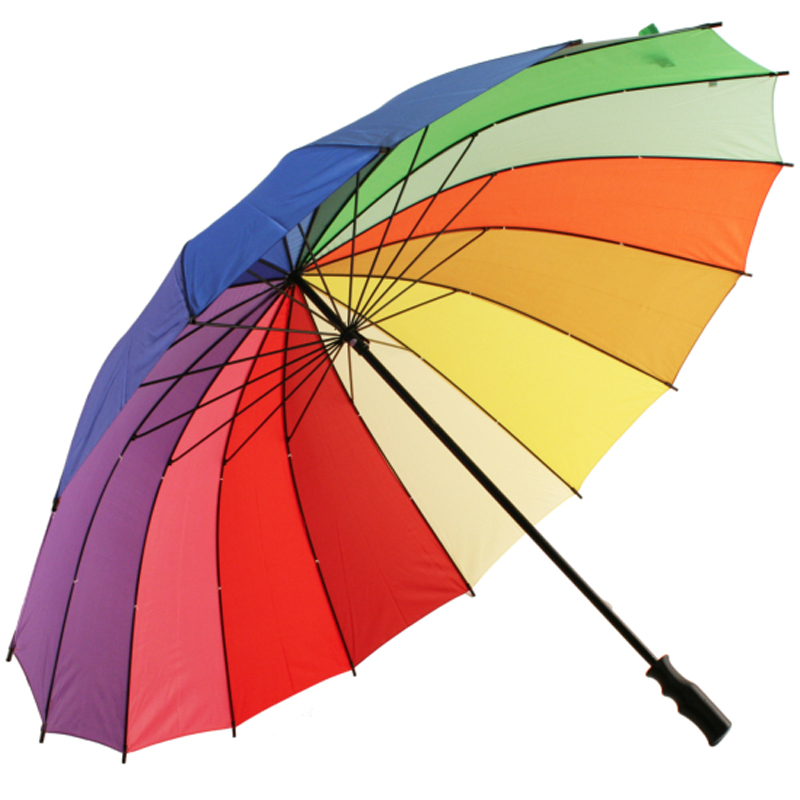 Värikäs räätälöity logo Rainbow vedenpitävä golf-sateenvarjo myynninedistämistä varten