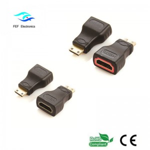 HDMI naaras - mini HDMI urossovitin kullattu / niklattu Koodi: FEF-H-022