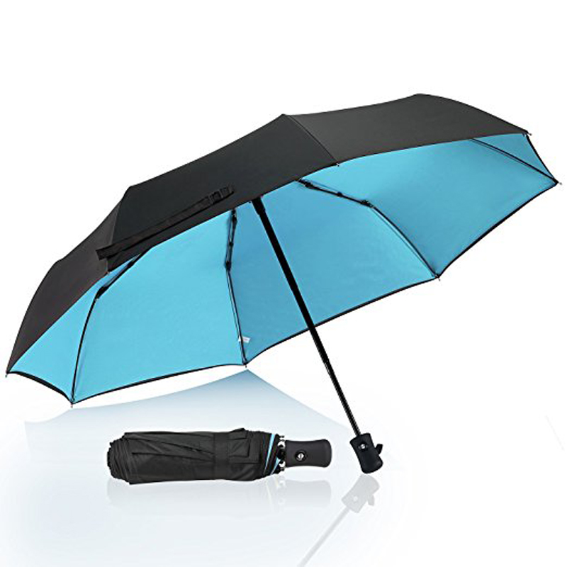 Musta päällysteinen UV-sateenvarjo 3 Taittuva automaattinen sateenvarjo