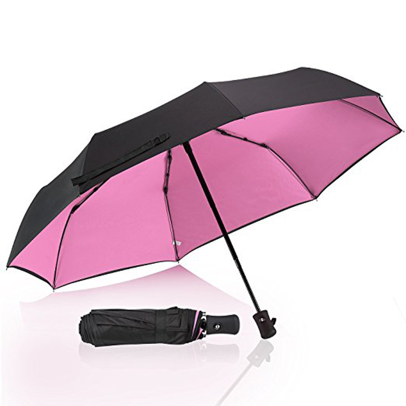 Musta päällysteinen UV-sateenvarjo 3 Taittuva automaattinen sateenvarjo