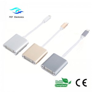 USB TYPE-C-DVI naarasmuunnin ABS-kuori Koodi: FEF-USBIC-003