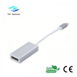 USB TYPE-C Displayport-naarasmuunnin metallikotelo Koodi: FEF-USBIC-004