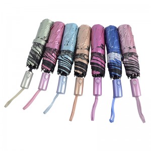 Pinkki uv -värimateriaali, jossa tulostus 3-kertainen sateenvarjo täysin auki