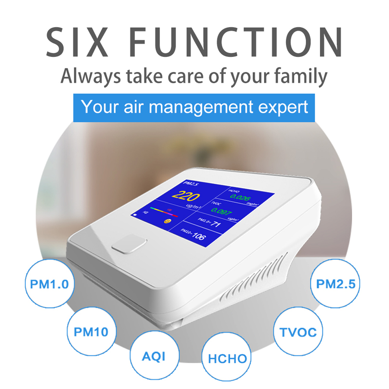 Dienmern DM103 Ilmanlaadunilmaisin PM2.5 + HCHO + TVOC + AQI + PM1.0 + PM10