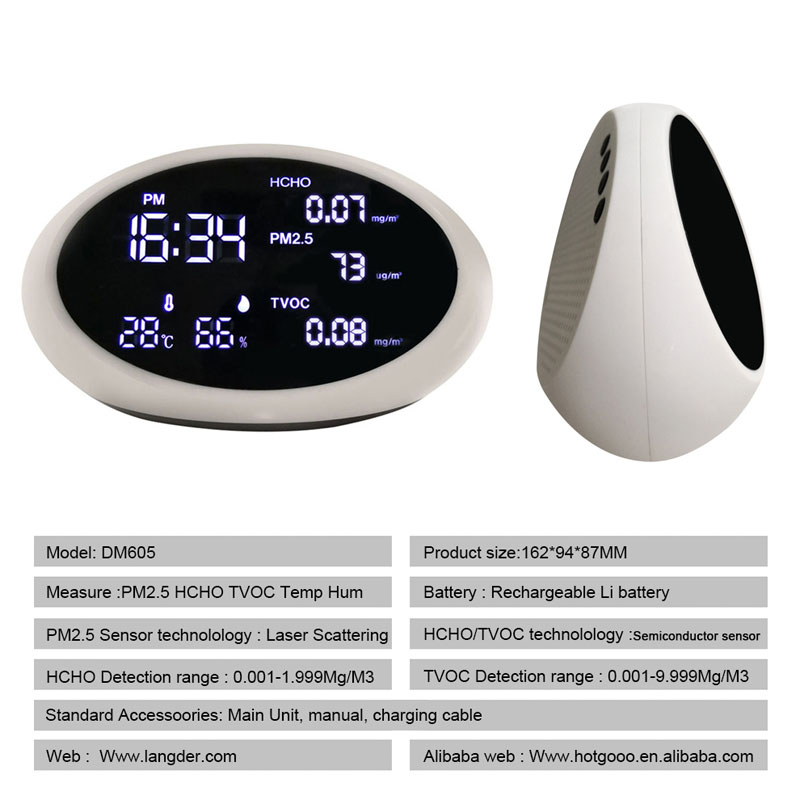 Dienmern PM2.5 -ilmaisin PM 10 -ilmanilmaisimen kaasuanalysaattori PM 1.0 -ilmaisin ja TVOC AQI HCHO sisätiloissa