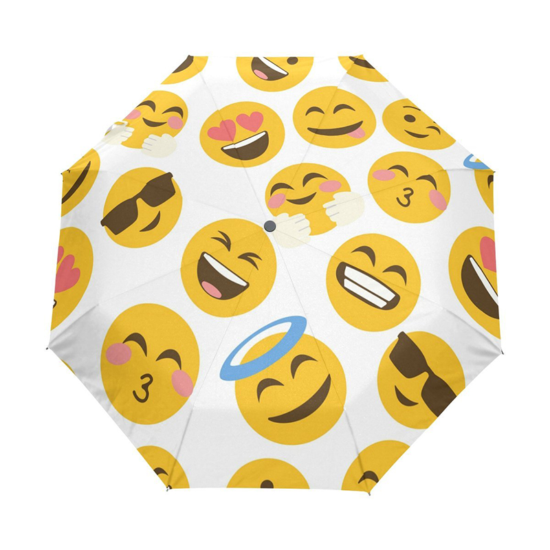 Ihana halvemmalla mukautettu tulostaminen Emoji täysin automaattinen sateenvarjo 3 taitto
