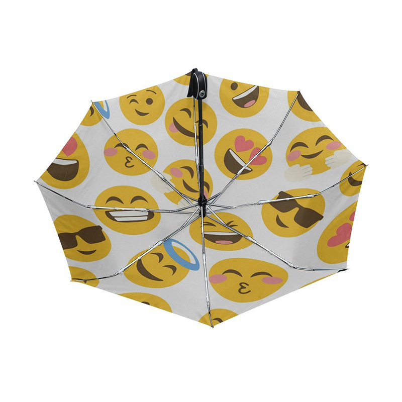 Ihana halvemmalla mukautettu tulostaminen Emoji täysin automaattinen sateenvarjo 3 taitto