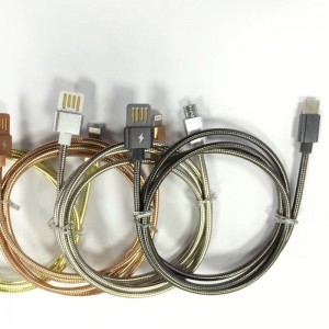 Kaksipuolinen USB 2.0 -putkikaapeli ladattava pyöreä alumiinirunko mikro- ja USB 2.0 -kaapeliin