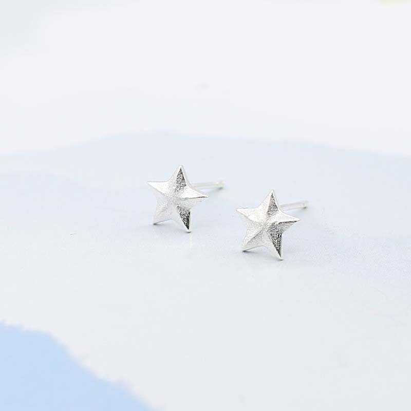 S925 hopea korvakoru tähti hiominen korvakynsi yksinkertainen pieni koru