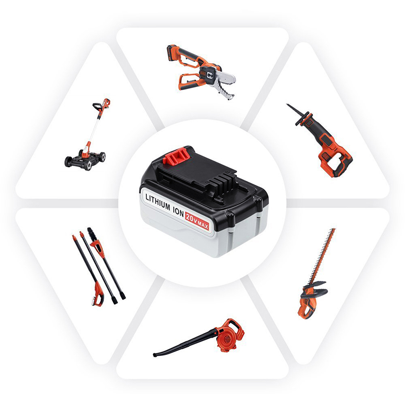 Li-ion 20V 5000mAh akkujen akkutyökalut mustalle ja deckerille LB20, LBX20, LBX4020, LB2X4020