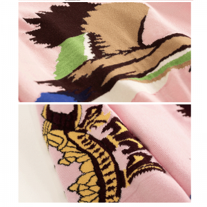 OEM- ja ODM-mukautettu logo Jacquard Intarsia villihanhen muotisuunnittelu neuloa naisten villapaita