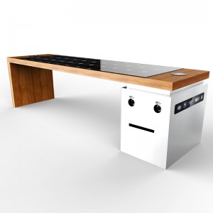 Älykäs metallipuistopenkkien aurinkoenergiatuotteiden puhelinlaturi ja mainoslaitteet