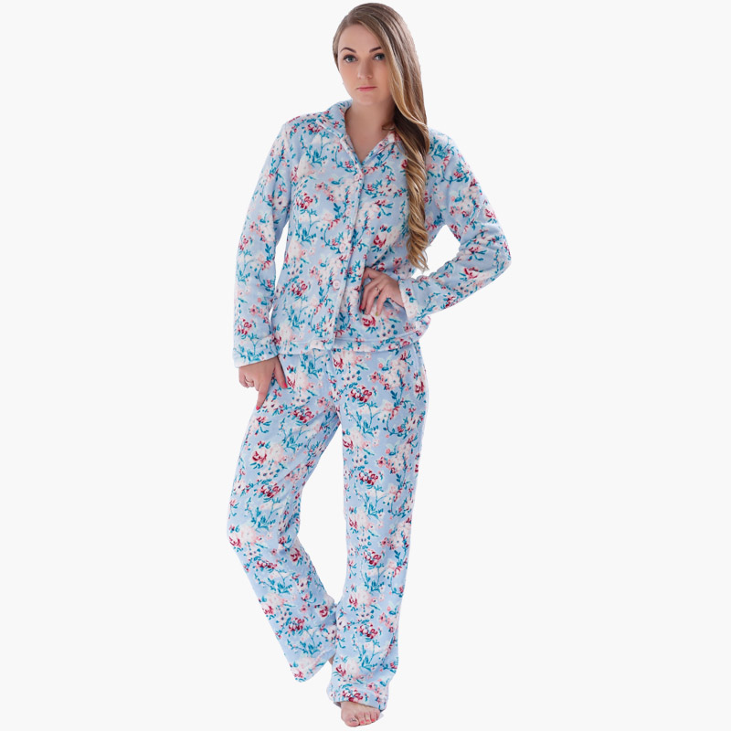 Naisten painettu korallifleece-pyjamat