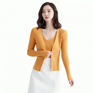 Naisten asennettu kaksiosainen neuletakki ja liivi villapaita