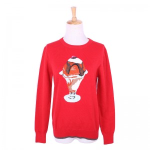 Mukautettu suunnittelu jäätelö Jacquard 100% puuvillaa naisten villapaita