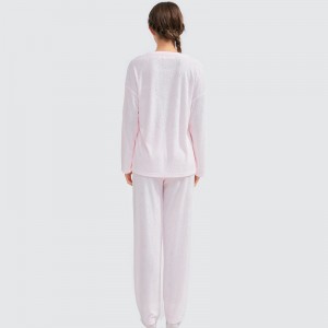 Naisten bambu Jacquard-kangas brodeerattu pyjamasarja