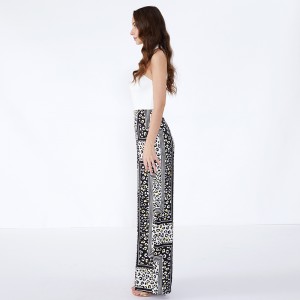 Naisten housut raidallisella paikalla modernit rento mukautetut palazzohousut