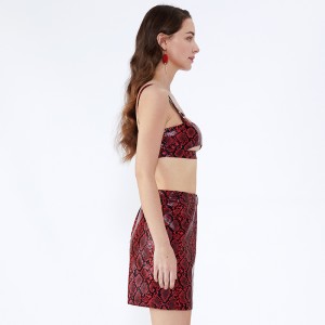 Leopard painettu riimu lyhyt seksikäs side naisten vaatteet kaksiosainen