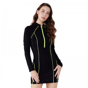 Tehdas OEM korkealaatuinen raita musta kääre halpa siteellä mekko kesällä musta keinu mekko