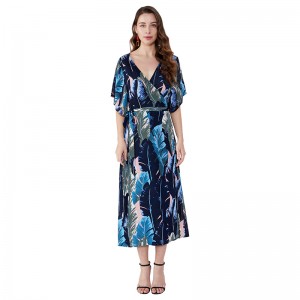 Afrikkalainen muotoilu Elegantti naisten lady muoti Sifonki mekko Rento Mekot Kesä JSDJ2558