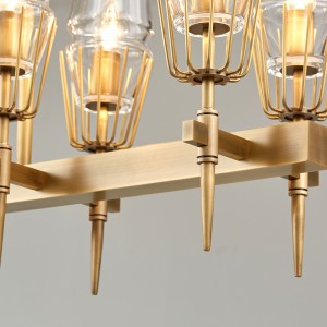 Pohjoismainen yksinkertainen persoonallisuus lasinen rauta pitkä ravintola kattokruunu Km2145